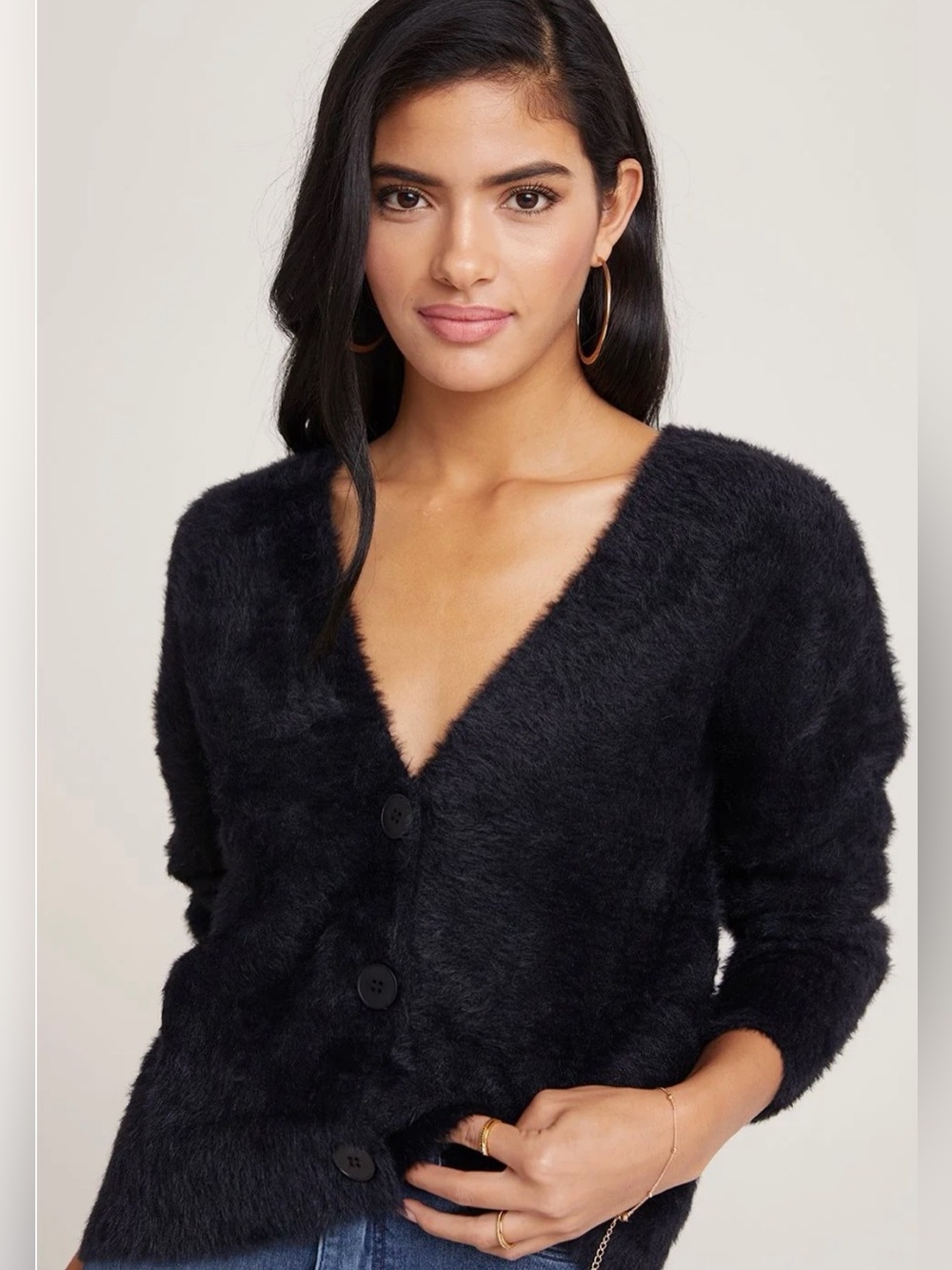 BELLA DAHL Fuzzy Sweater Cardigan Anthropologie cardigan In Black Size Small